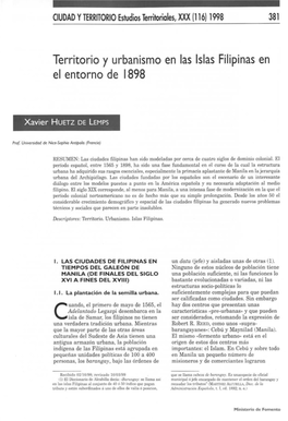 Territorio Y Urbanismo En Las Islas Filipinas En El Entorno De 1898