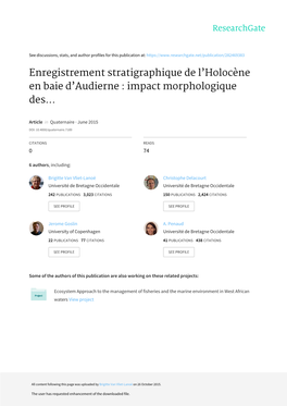 Enregistrement Stratigraphique De L'holocène En Baie D'audierne