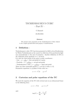 Tschirnhausen's Cubic