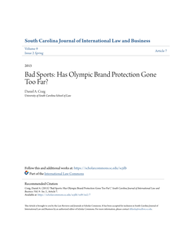 Bad Sports: Has Olympic Brand Protection Gone Too Far? Daniel A