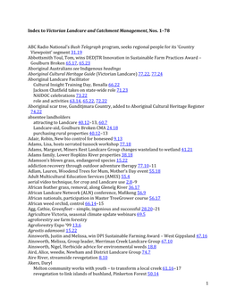 Index to Victorian Landcare and Catchment Management, Nos