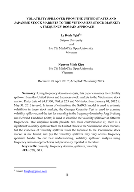 Volatility Spillover from the United States and Japanese Stock Markets to the Vietnamese Stock Market: a Frequency Domain Approach