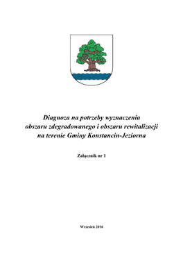 Diagnoza Na Potrzeby Wyznaczenia Obszarów Dla Gminy Konstancin