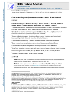 Characterizing Marijuana Concentrate Users: a Web-Based Survey