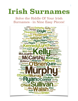 Solve the Riddle of Your Irish Surnames - in Nine Easy Pieces!