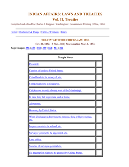 INDIAN AFFAIRS: LAWS and TREATIES Vol