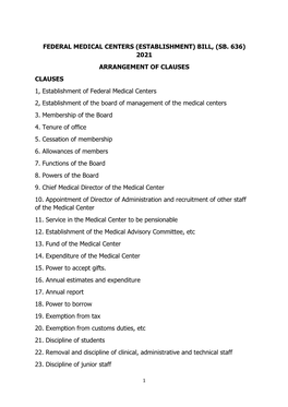 Federal Medical Centres (Establishment, Etc.) Bill 2021 (SB. 636)