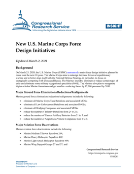 New U.S. Marine Corps Force Design Initiatives