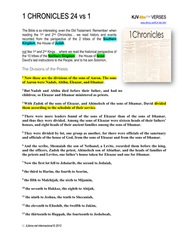 1 CHRONICLES 24 Vs 1 KJV-Lite™ VERSES