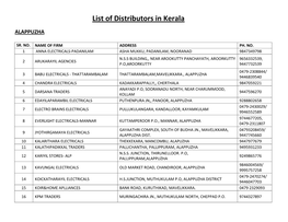 List of Distributors in Kerala