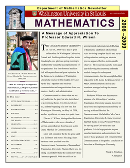 Public, the Lectures WU Mathematics Professor and Host of Were a Series of Four Talks Held Oct