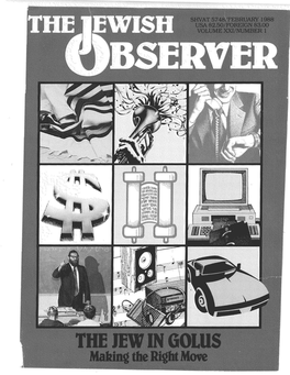 JEWISH OBSERVER (ISSN) 0021-6615 Is Published Monthly Ex­ Ceptjuly and August