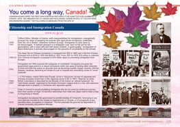 You Come a Long Way, Canada! UGANDAN ASIANS WERE the FIRST NON EUROPEAN REFUGEES to BE ADMITTED in BIG NUMBERS to CANADA