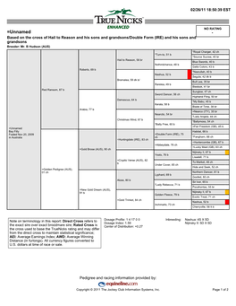 =Unnamed - Based on the Cross of Hail to Reason and His Sons and Grandsons/Double Form (IRE) and His Sons and Grandsons Breeder: Mr