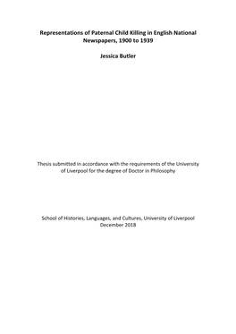 Representations of Paternal Child Killing in English National Newspapers, 1900 to 1939