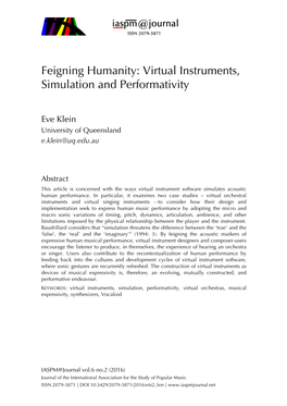 Virtual Instruments, Simulation and Performativity