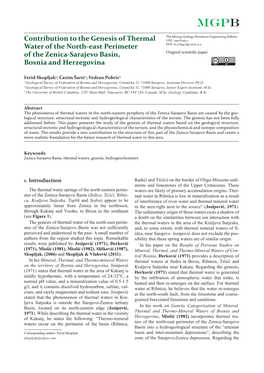 Contribution to the Genesis of Thermal Water of the North-East Perimeter