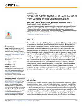 (Coffeeae, Rubiaceae), a New Genus from Cameroon and Equatorial Guinea