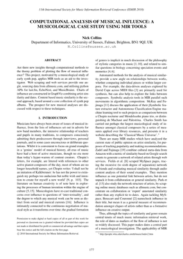 Computational Analysis of Musical Influence: a Musicological Case Study Using Mir Tools