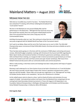Mainland Matters – August 2015