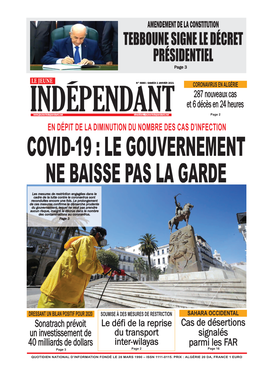 Coronavirus En Algérie 287 Nouveaux Cas Et 6 Décès En 24 Heures Direction@Jeune-Independant.Net Page 2