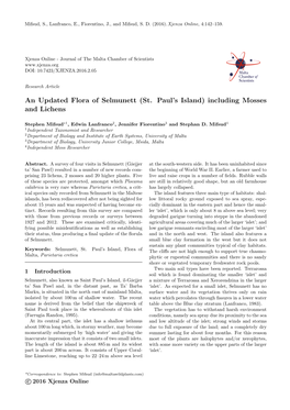 An Updated Flora of Selmunett (St. Paul's Island) Including Mosses and Lichens