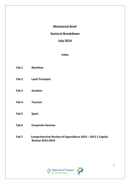 Ministerial Brief Sectoral Breakdown July 2014