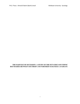 A Study of the Dynamics of Ethnic Boundaries Between Southern and Northern Sudanese Canadians