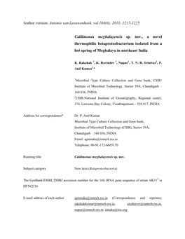 Antonie Van Leeuwenhoek, Vol.104(6); 2013; 1217-1225