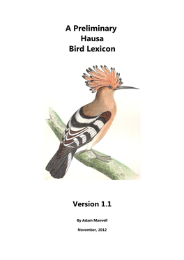 A Preliminary Hausa Bird Lexicon