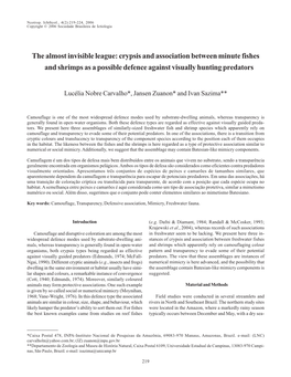 Crypsis and Association Between Minute Fishes and Shrimps As a Possible Defence Against Visually Hunting Predators