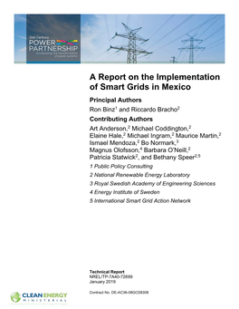 A Report on the Implementation of Smart Grids in Mexico