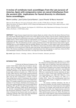 A Review of Vertebrate Track Assemblages from the Late Jurassic of Asturias, Spain with Comparative Notes on Coeval Ichnofaunas