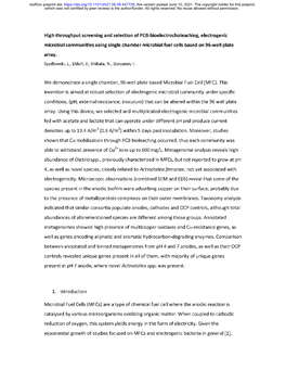 High-Throughput Screening and Selection of PCB-Bioelectrocholeaching, Electrogenic Microbial Communities Using Single Chamber Mi