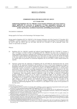 Commission Delegated Regulation (Eu) 2019