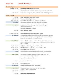 Amqua 2014 Program Schedule