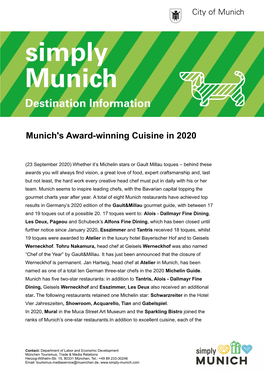 Munich's Award-Winning Cuisine in 2020