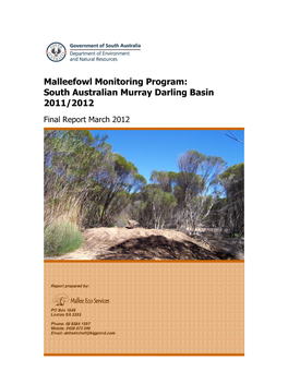 Malleefowl Monitoring Program: South Australian Murray Darling Basin 2011/2012