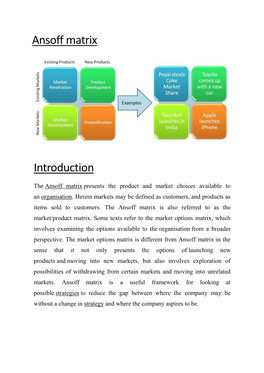 Ansoff Matrix Introduction