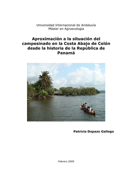 Aproximación a La Situación Del Campesinado En La Costa Abajo De Colón Desde La Historia De La República De Panamá