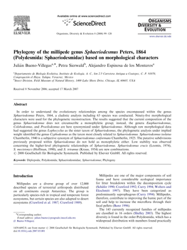 Polydesmida: Sphaeriodesmidae