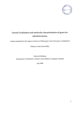 Genetic Localisation and Molecular Characterisation of Genes for Inherited Ataxias