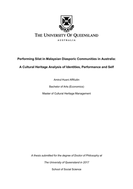 Performing Silat in Malaysian Diasporic Communities in Australia