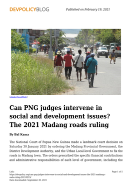 The 2021 Madang Roads Ruling