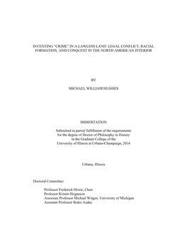 In a Lawless Land: Legal Conflict, Racial Formation, and Conquest in the North American Interior