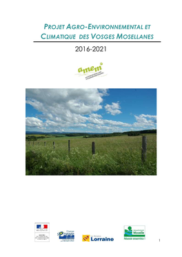 Projet Agro-Environnemental Et Climatique Des Vosges Mosellanes 2016-2021