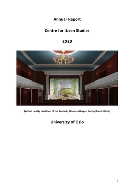 Annual Report Centre for Ibsen Studies 2020 University of Oslo