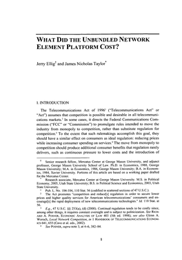 What Did the Unbundled Network Element Platform Cost?