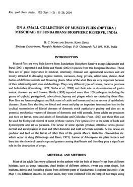 On a Small Collection of Muscid Flies (Diptera: Muscidae) of Sundarbans Biosphere Reserve, India