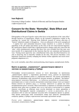 State Effect and Distributional Claims in Serbia